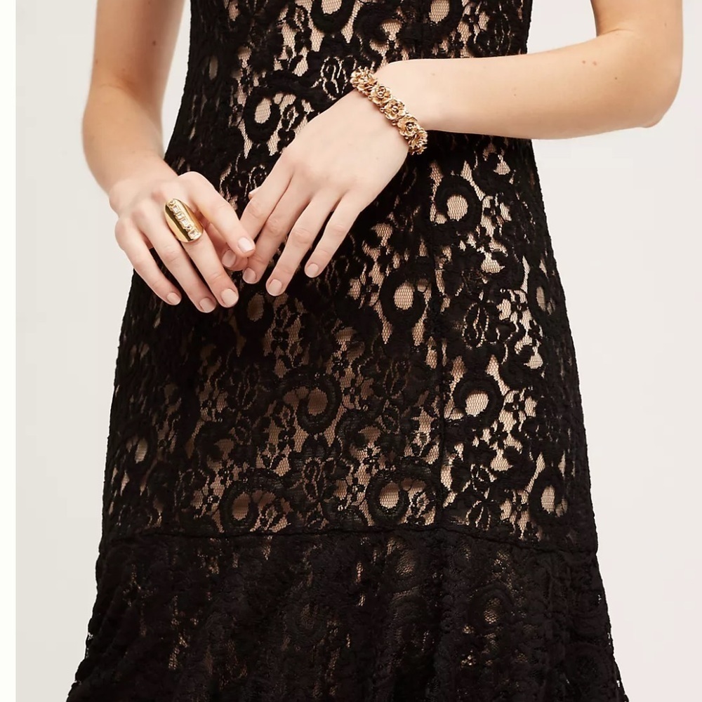 Anthropologie Moulinette Soeurs Cotrena Flounced Black Laced Dress Size 6 - Picture 2 of 12